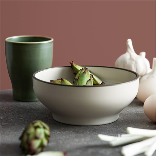 Modern Round Bowl in Dusted White